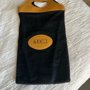 Rare 70’s Gucci Vintage Black Felt Tote Handbag Shopping Bag